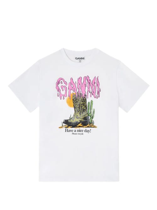 GANNITop con stampa grafica Ganni | A1050075151 BRIGHT WHITE